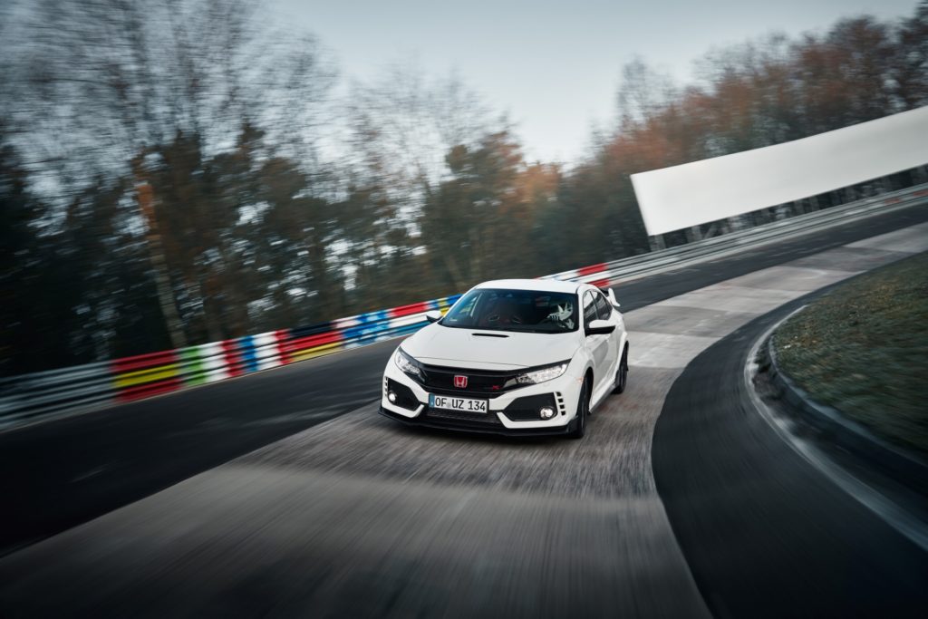 2017 Honda Civic Type R - White Exterior - Front - Dynamic - Nurburing Lap Record