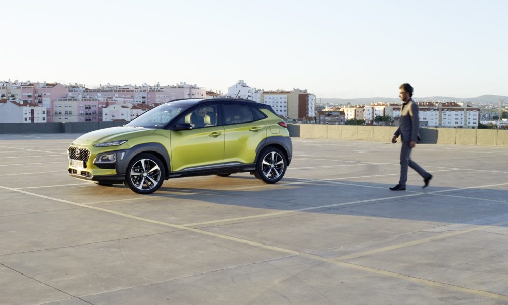 2018 Hyundai Kona - Green Exterior - Front Side View With Model