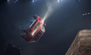 Jaguar E-PACE Sets Record For Furthest Barrel Roll in a Production Vehicle - Mid-flight - Front View