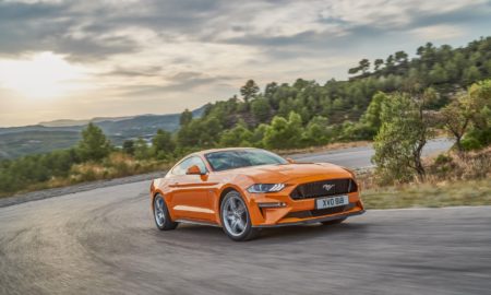 2018 Ford Mustang GT Coupe - Orange Exterior - Front Side View - Dynamic