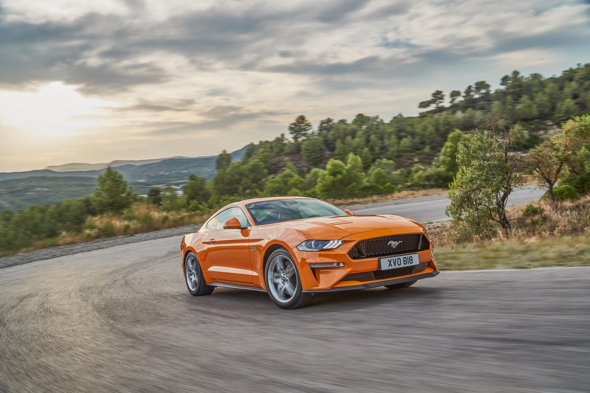 2018 Ford Mustang GT Coupe - Orange Exterior - Front Side View - Dynamic