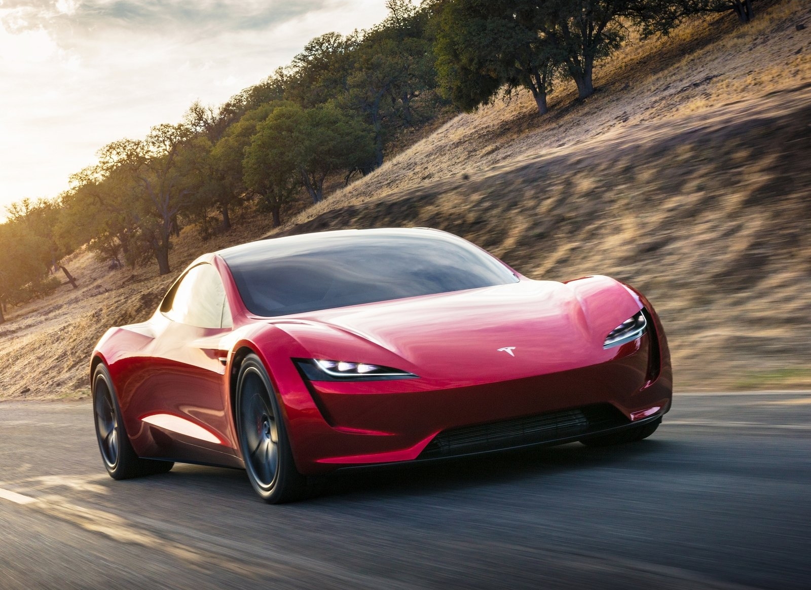 Tesla Roadster - Red Exterior - Front Side View - Dynamic