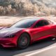 Tesla Roadster - Red Exterior - Front Side View - Landscape