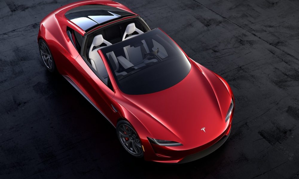 Tesla Roadster - Red Exterior - Overhead View - Top Off