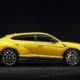 2018 Lamborghini Urus SUV - Yellow Exterior - Side View - Black Background